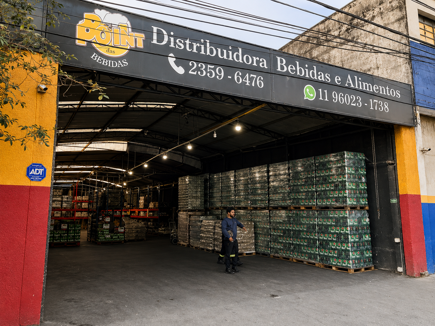 Empilhadeira carregando mercadorias no caminhão da Point